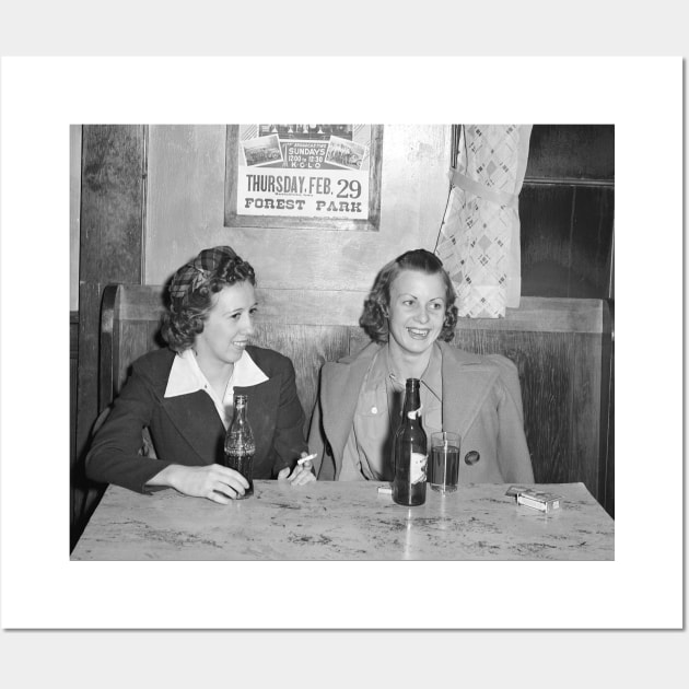 Girls at the Bar, 1940. Vintage Photo Wall Art by historyphoto